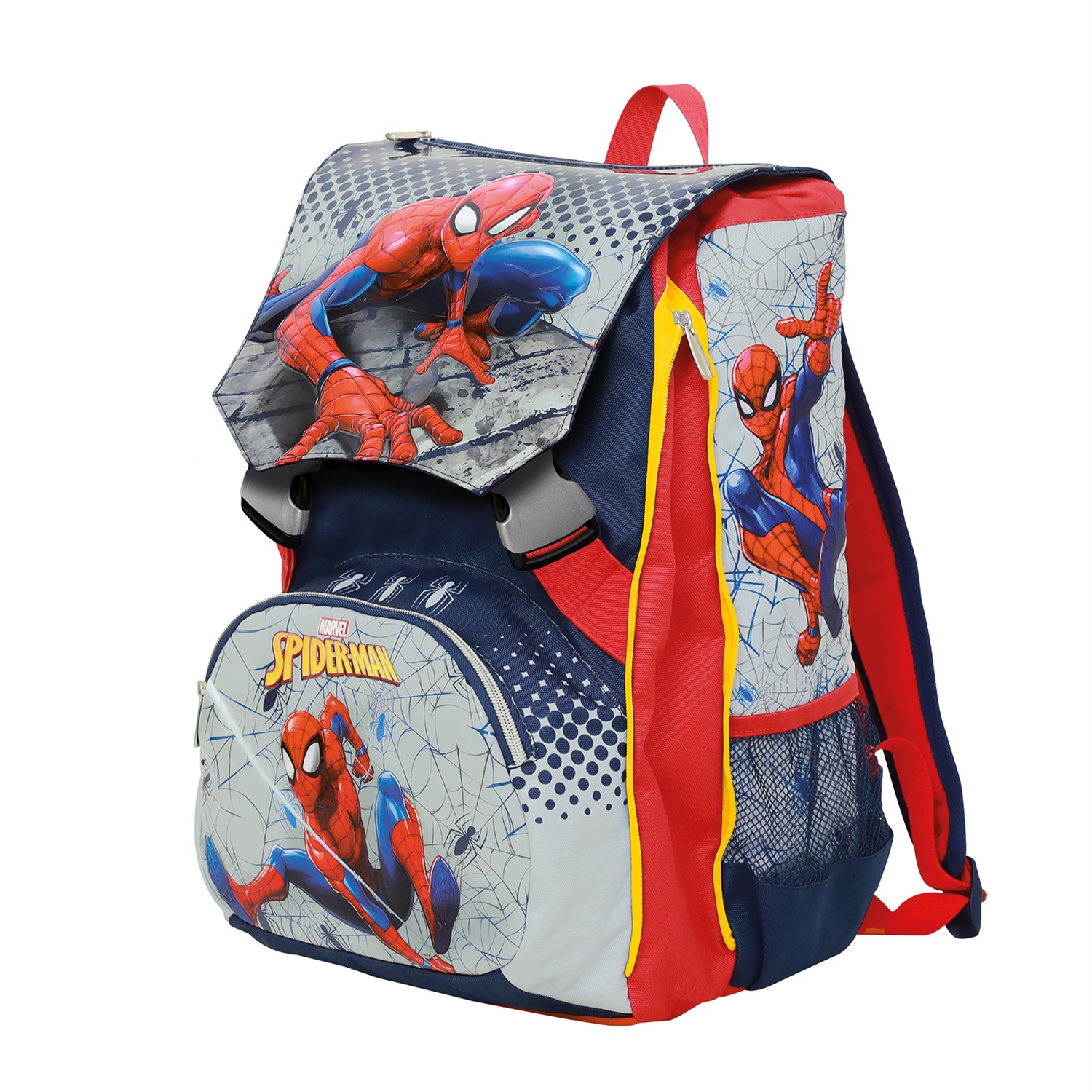 Seven Zaino Scuola Estensibile Spider-Man Webbed Wonder - Doppio Scomparto Sdoppiabile, Blu Rosso, 33 Litri