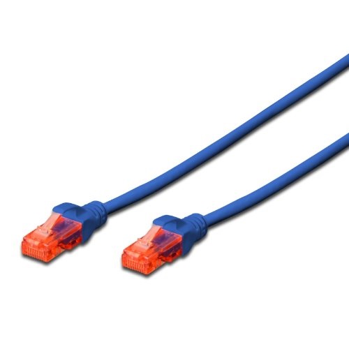 Ewent Cavo di Rete Patch Cat 6 U/UTP 0,5m Blu con 2 Connettori RJ45 AWG 24/7