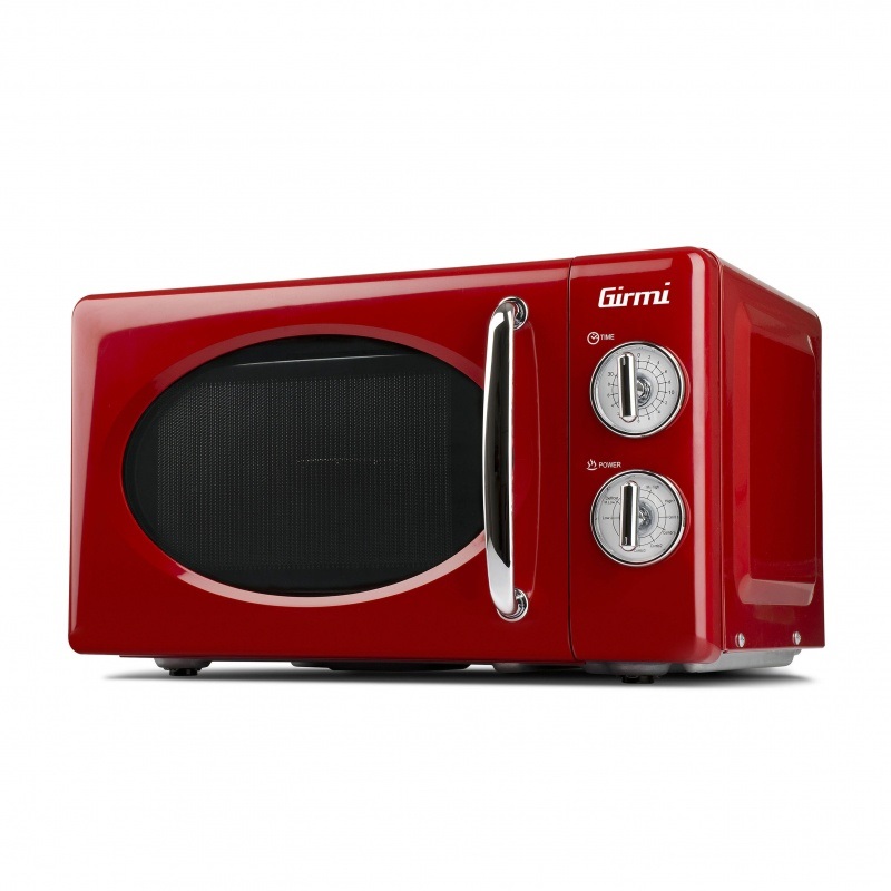 Girmi FM21 Forno a Microonde Combinato Vintage Rosso, 20 L, 700 W Microonde e 800 W Grill, Funzione Scongelamento e Timer 30 Minuti