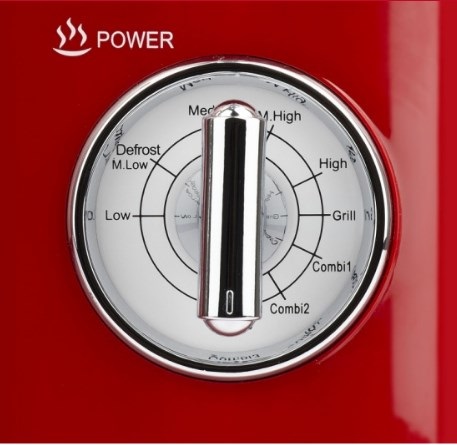 Girmi FM21 Forno a Microonde Combinato Vintage Rosso, 20 L, 700 W Microonde e 800 W Grill, Funzione Scongelamento e Timer 30 Minuti