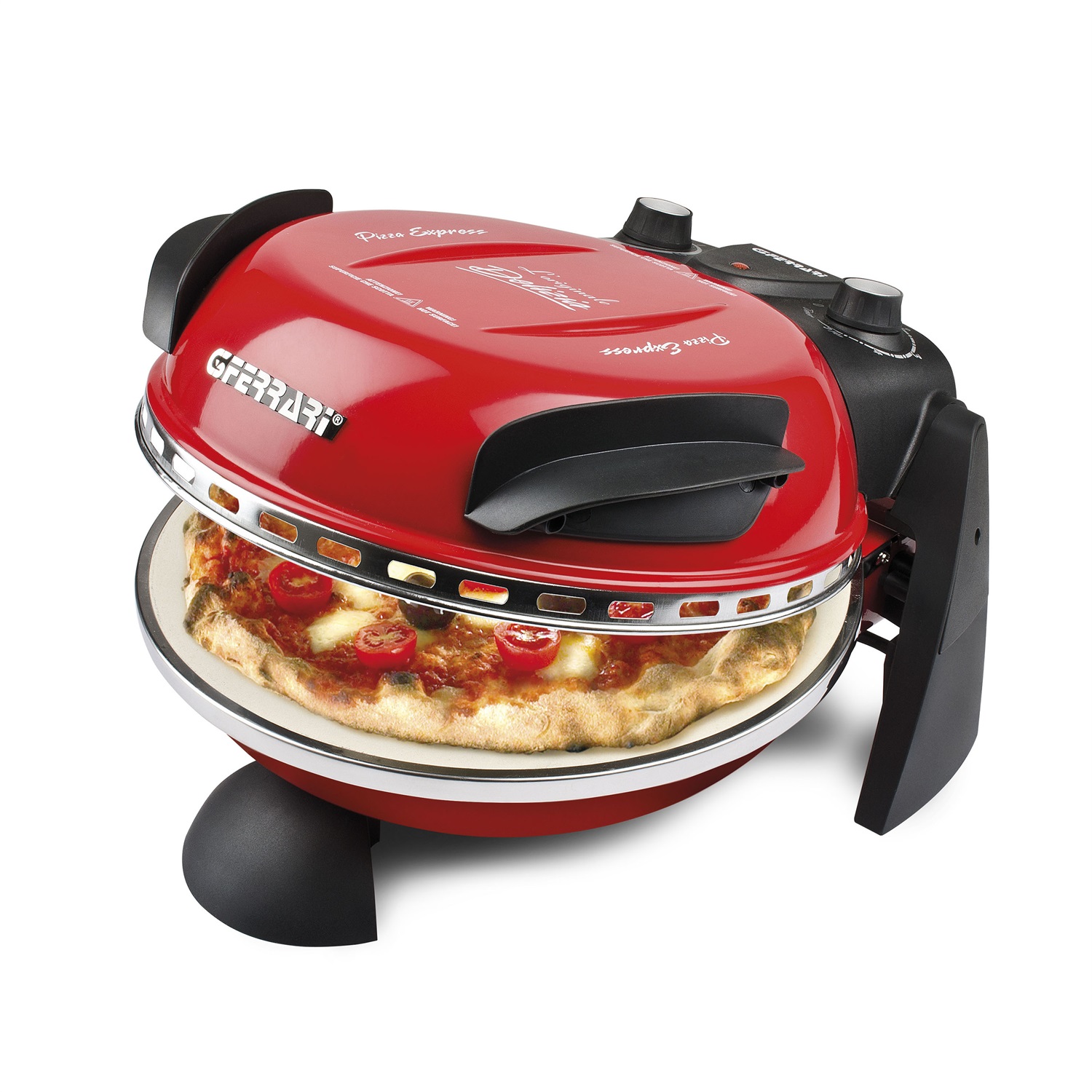 G3 Ferrari Delizia Forno Pizza Elettrico 1200 W, Termostato Regolabile fino a 400 °C, 1 Pizza, Acciaio Inossidabile, Rosso