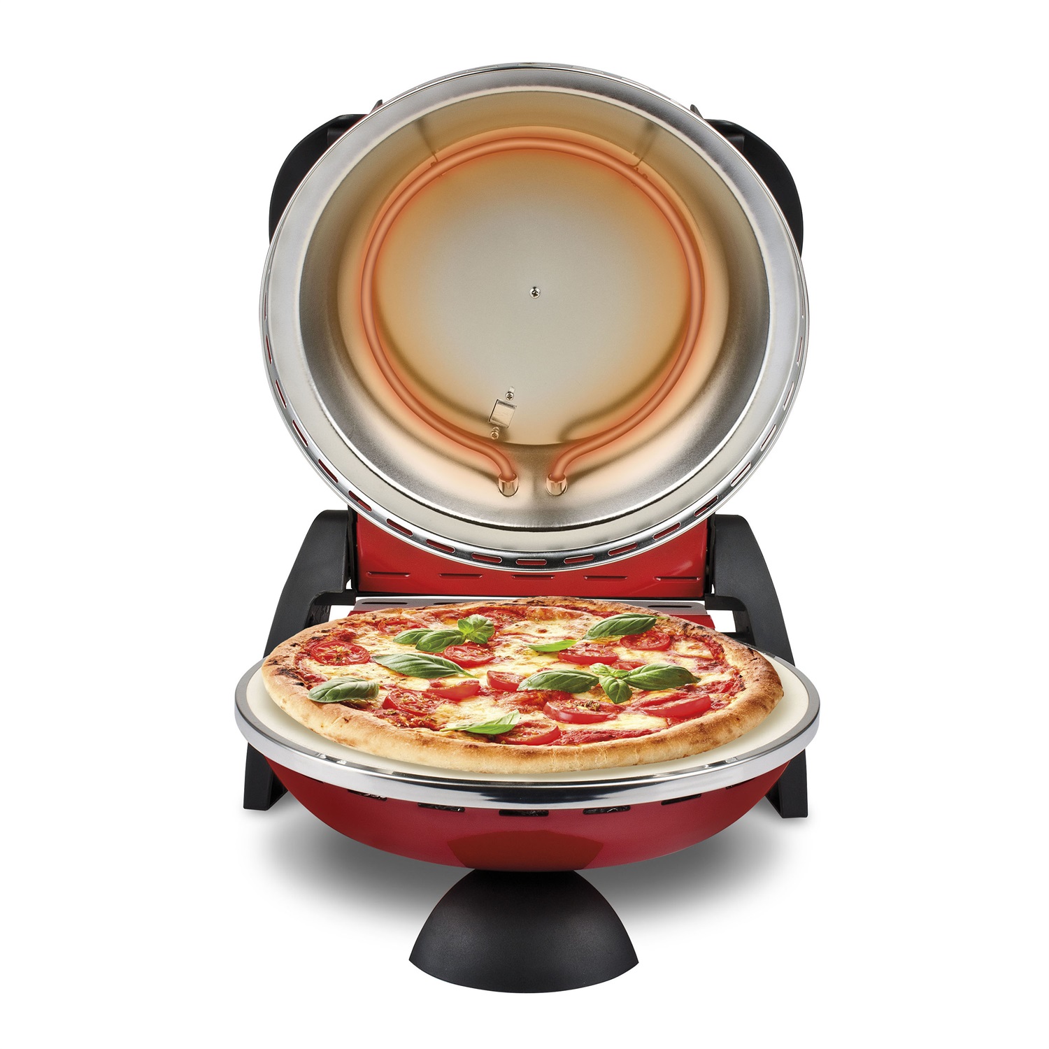 G3 Ferrari Delizia Forno Pizza Elettrico 1200 W, Termostato Regolabile fino a 400 °C, 1 Pizza, Acciaio Inossidabile, Rosso