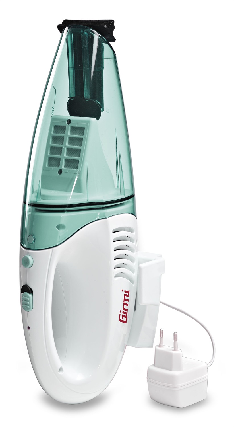 Girmi AP10 - Aspirapolvere Portatile Ricaricabile Wet & Dry, 550 ml, Batteria Ni-MH 4.8V, Potenza 30W, Accessori Inclusi