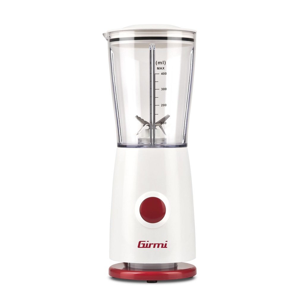 Girmi FR03 Frullatore Elettrico 170 W con 4 Lame In Acciaio Inox, Capacità 400 ml, Funzione Pulse, Colore Bianco