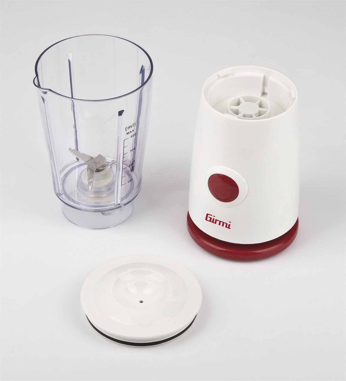 Girmi FR03 Frullatore Elettrico 170 W con 4 Lame In Acciaio Inox, Capacità 400 ml, Funzione Pulse, Colore Bianco