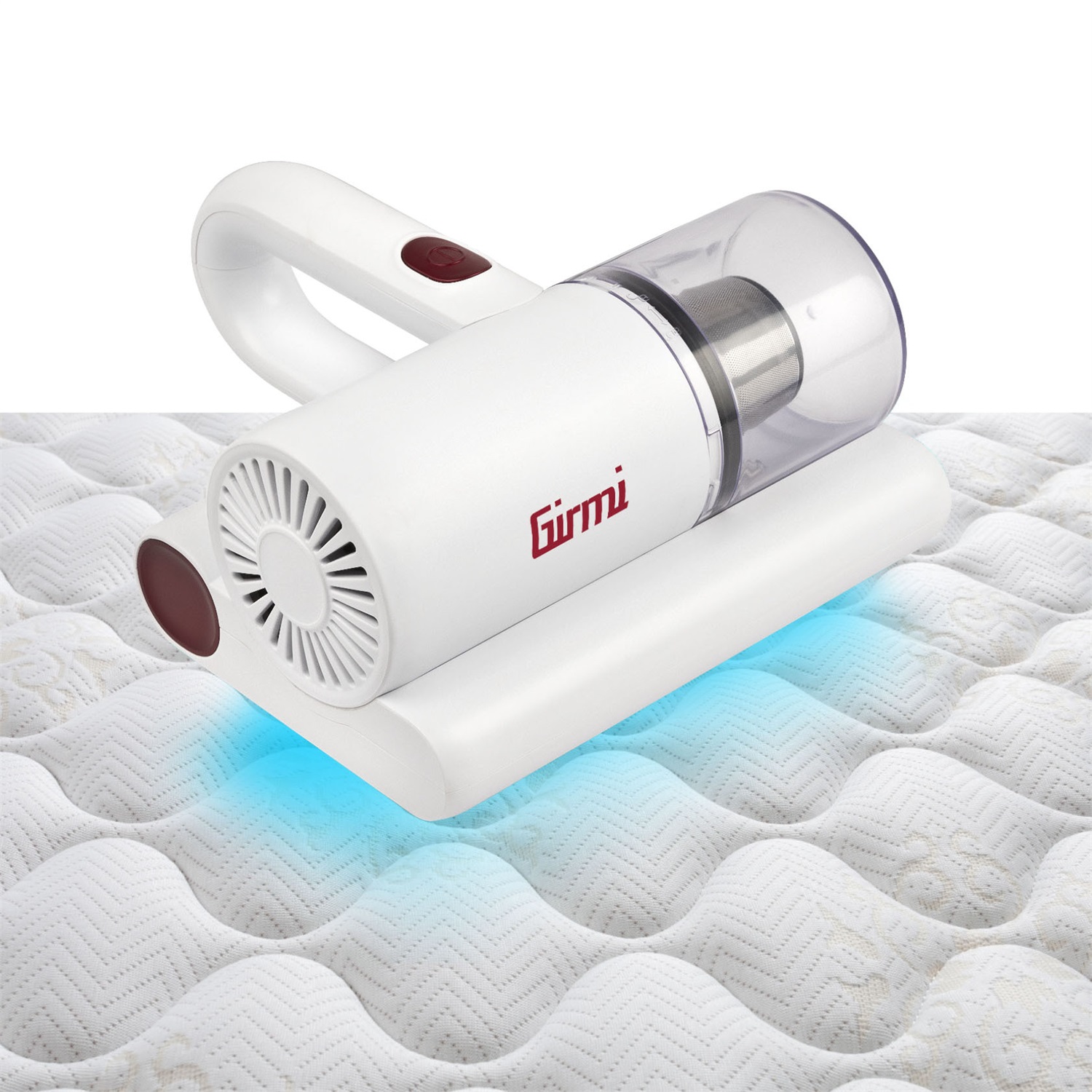 Girmi AP21 Battimaterassi Senza Filo Bianco - Aspirapolvere 300W con Luce UV e Filtro HEPA