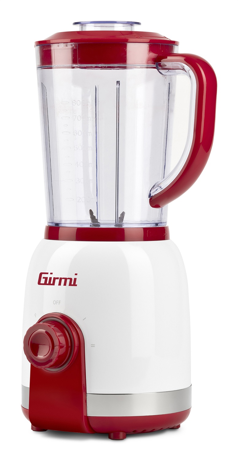 Girmi FR27 Frullatore da Tavolo 350W, Capacità 1L, 6 Lame Inox, 2 Velocità Pulse, Bianco/Rosso