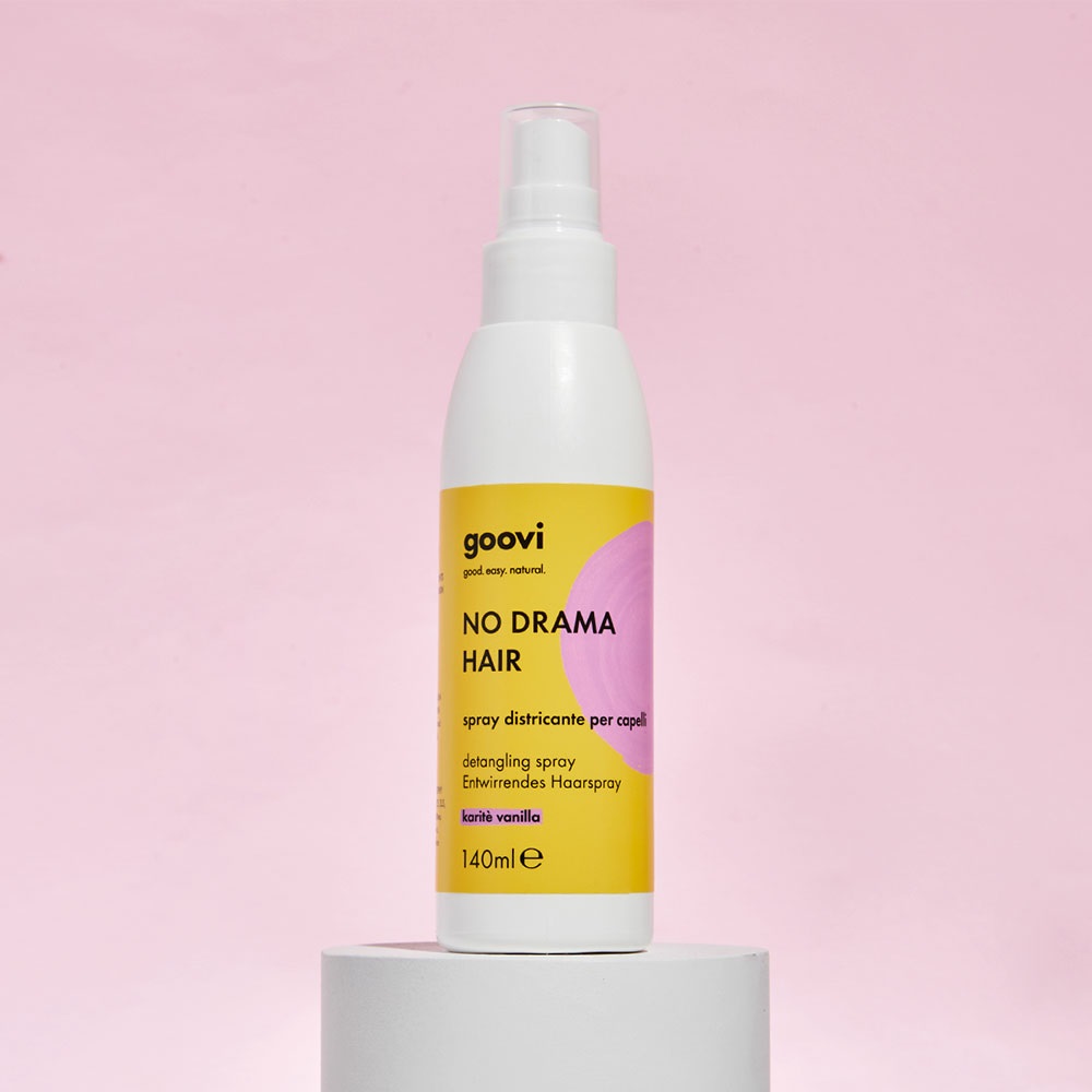 Goovi Spray Districante per Capelli - 140 ml, Micro Emulsione Leggera con 98,8% Ingredienti Naturali, Elimina Nodi e Effetto Crespo