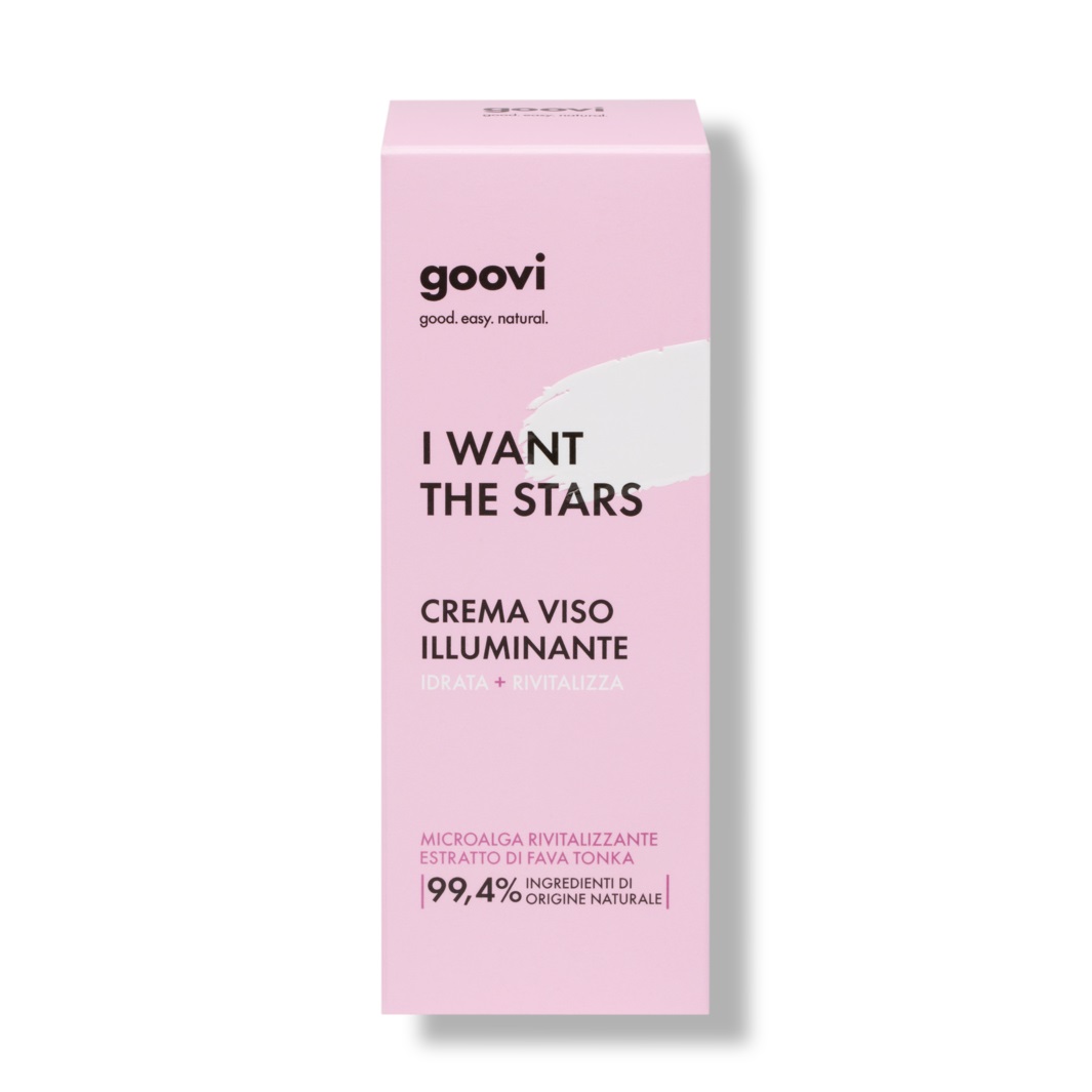 Goovi Crema Viso Illuminante 50ml - Idratazione 24h con Microalga e Fava Tonka