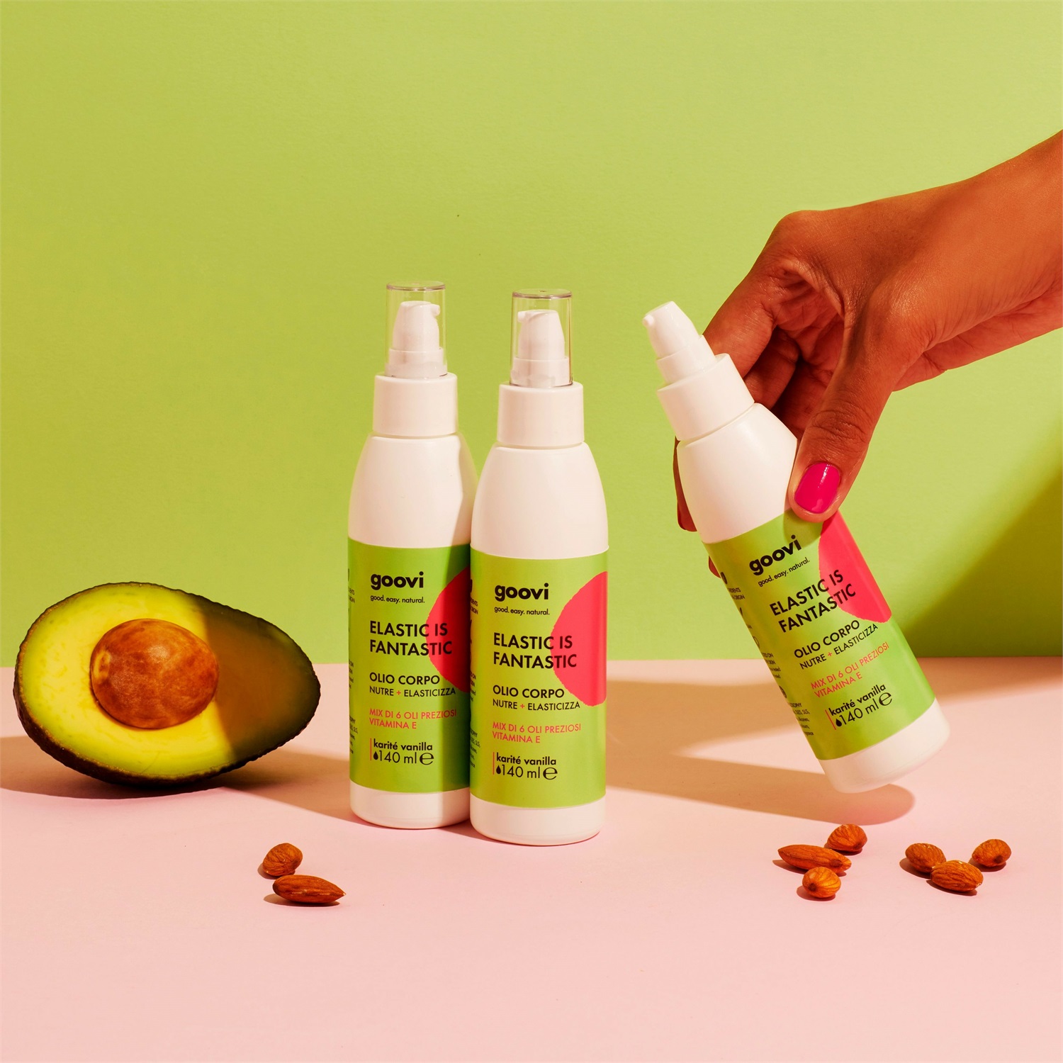 Goovi Olio Corpo Elastic is Fantastic - Nutriente e Elasticizzante con 6 Oli Preziosi, 140 ml