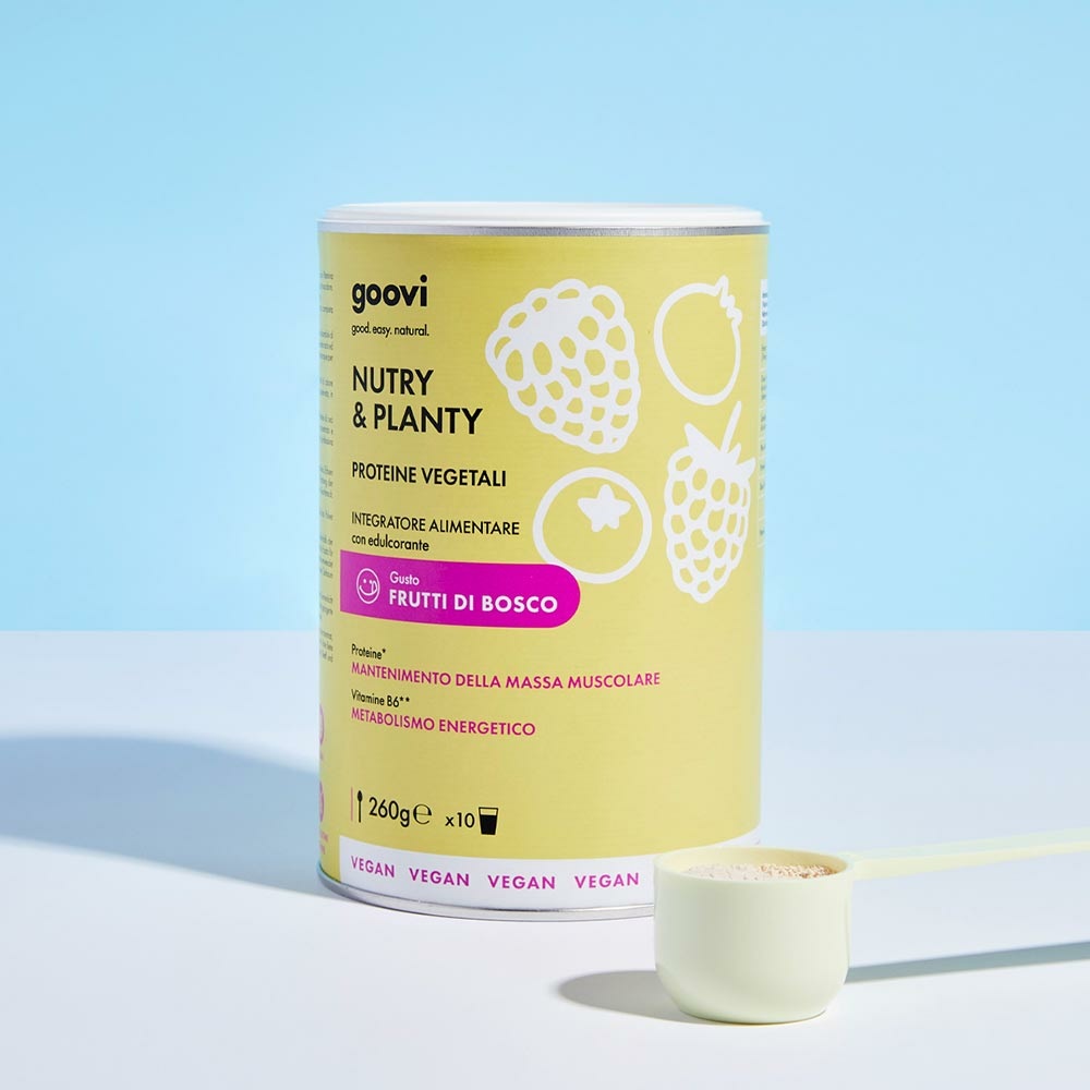 Goovi Nutry & Planty Proteine Vegetali Gusto Frutti di Bosco 260g - Integratore Sano e Gustoso con Vitamina B6
