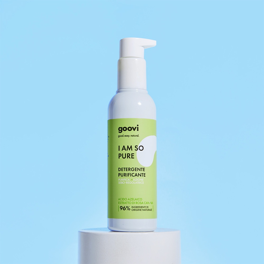 Goovi I Am So Pure Detergente Viso Purificante Gel 140 ml - Con Acido Azelaico e Zinco, Purifica e Regola il Sebo