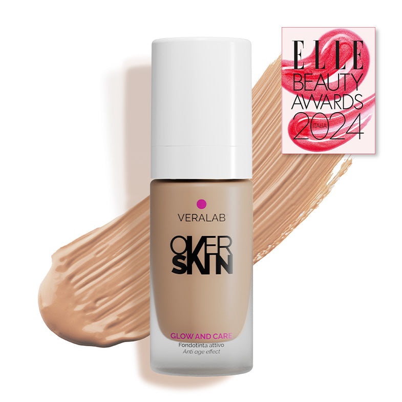 Overskin Glow and Care Fondotinta 6.5 Amber - 30 ml, Effetto Anti Age, Luminoso e Idratante