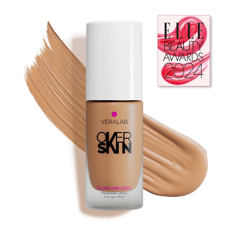 Overskin Glow and Care Fondotinta 8.5 Macadamia - 30 ml, Attivo, Anti Age, Luminoso e Idratante