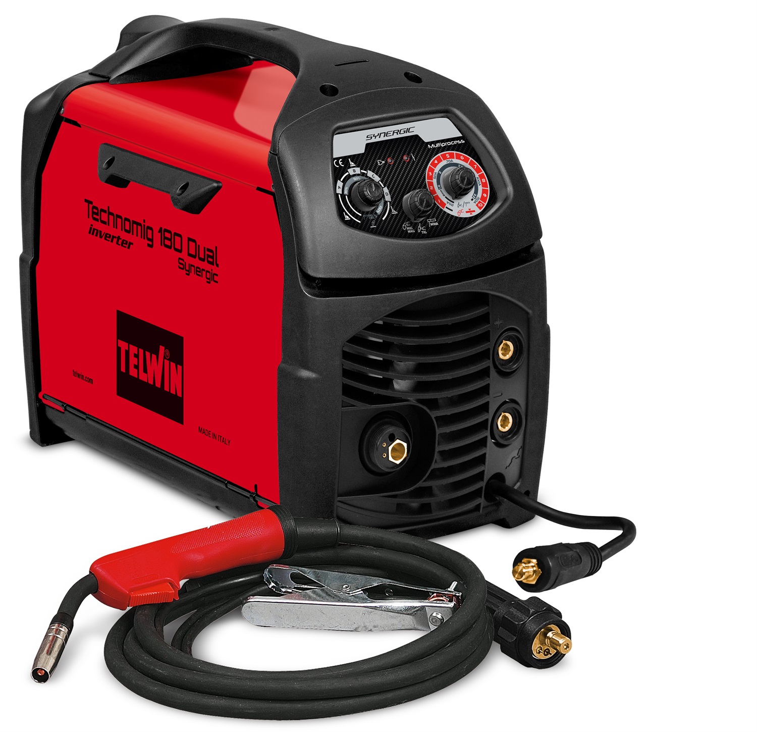 TELWIN Technomig 180 Dual Synergic - Saldatrice Inverter Multiprocesso (MIG-MAG/FLUX/BRAZING/MMA/TIG) 230V, 20-170A, 816075