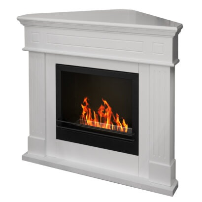 Divina Fire Ford Camino a Bioetanolo Angolare in Legno Bianco - 3,4 kW - L110 x P63 x H102 cm