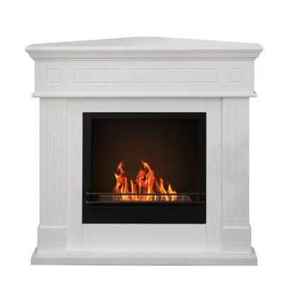 Divina Fire Ford Camino a Bioetanolo Angolare in Legno Bianco - 3,4 kW - L110 x P63 x H102 cm