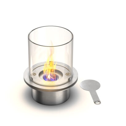 Divina Fire Df93996 Bruciatore a Bioetanolo da 2 lt in Acciaio Inox e Vetro - Capacità 2 lt, Dimensioni d. 25 x H 31 cm