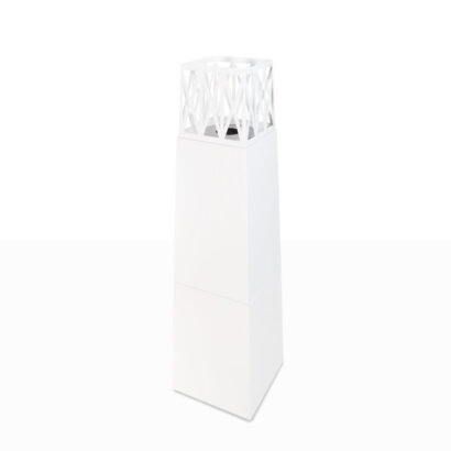 Divina Fire Df94795 Vulcano Camino a Bioetanolo da Giardino Esterno in Acciaio Bianco 40x40x145 cm 3,5 kW
