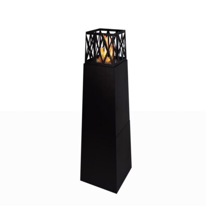 Divina Fire Biocamino Vulcano Nero da Giardino 40x40x145 cm - Ecologico e Senza Fumi