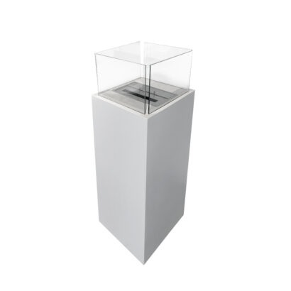 Divina Fire Biocamino da Terra Ischia Bianco 40x40x115 cm - Acciaio, 3,2 kW, Ecologico per Interno ed Esterno