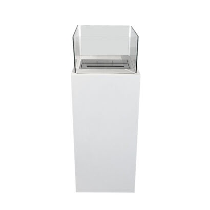 Divina Fire Biocamino da Terra Ischia Bianco 40x40x115 cm - Acciaio, 3,2 kW, Ecologico per Interno ed Esterno