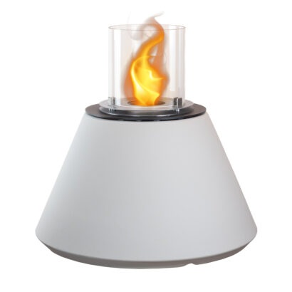 Divina Fire DF95266 Stromboli Camino a Bioetanolo Braciere da Giardino da Terra per Interno ed Esterno Bianco Perla d.60 x h.56 cm - 3,4 kW
