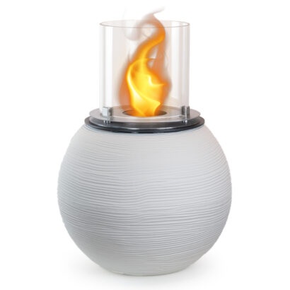 Divina Fire Botticelli Camino a Bioetanolo Freestanding Bianco Perla - Interno/Esterno, d.40 x h54 cm, 3,4 kW