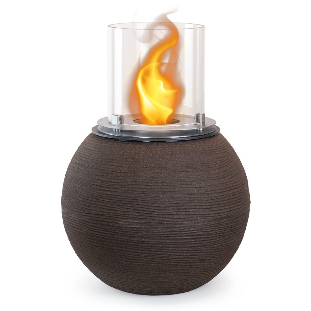 Divina Fire Botticelli Camino a Bioetanolo da Terra per Interno/Esterno - Marrone, d.40 x h.54 cm, 3,4 kW, Ecologico