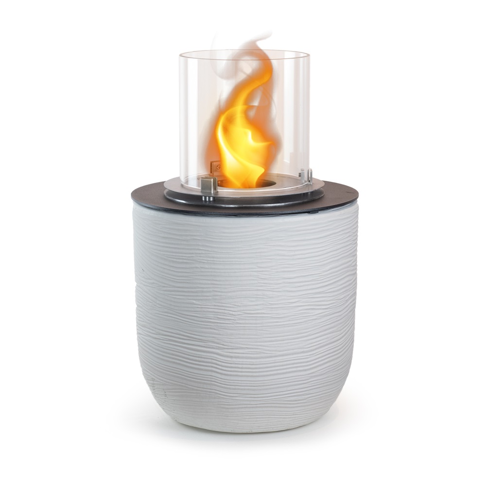Divina Fire Raffaello Camino a Bioetanolo da Terra per Interno/Esterno - Bianco Perla, d.35 x h.55 cm, 3,4 kW, Ecologico