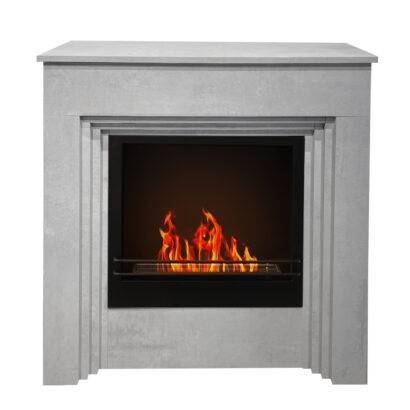 Divina Fire Bellini Camino a Bioetanolo da Terra in Ferro e Cemento - 3,4 kW - Effetto Cemento - Made in Italy - L96 x P35 x H96