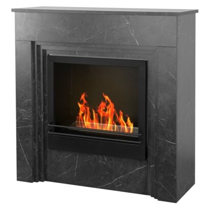 Divina Fire DF95600 Bellini Camino a Bioetanolo da Terra in Ferro e Legno Effetto Marmo Nero - 3,4 kW - Made in Italy