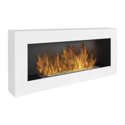 Divina Fire Camino a Bioetanolo Siena da Parete Bianco - L 90 x P 12 x H 40 cm, Ecologico e Senza Fumi Nocivi