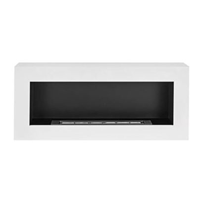 Divina Fire Camino a Bioetanolo Siena da Parete Bianco - L 90 x P 12 x H 40 cm, Ecologico e Senza Fumi Nocivi