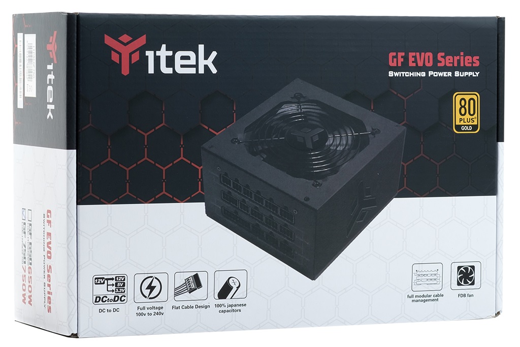 Itek GF750 EVO Alimentatore 750W 80Plus Gold Modulare con Ventola FDB 12cm e Protezione PFC Attiva
