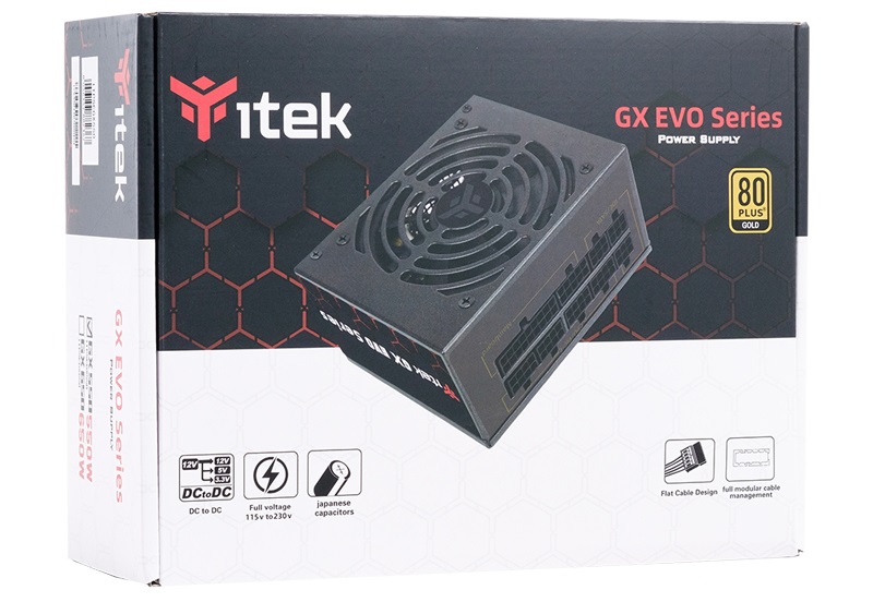 Itek GX550 EVO Alimentatore Modulare 550W 80Plus Gold SFX con Ventola FDB 92mm e Condensatori Giapponesi