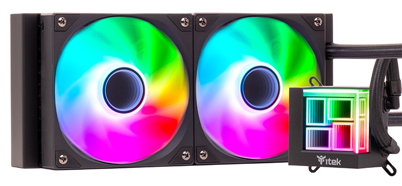 ITEK HYDRO CUBE 240B Kit di raffreddamento a liquido 240mm con ventilatore PWM ARGB, supporto per Socket AM4/AM5/LGA 1200/1366/775/1700