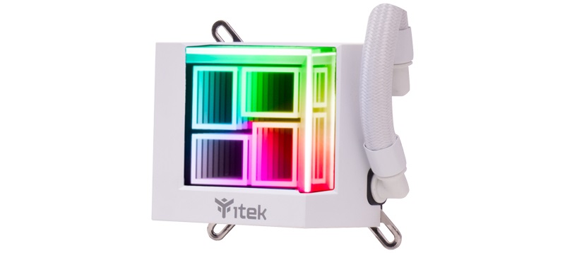 ITEK HYDRO CUBE 240W Dissipatore a liquido 240mm con Ventilatore da 12 cm, Socket Universale, PWM Fan, ARGB, White Edition