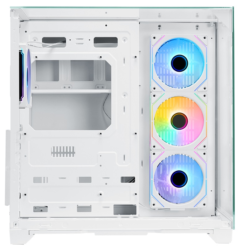 ITEK DARK CAVE PANO - Case Gaming Tower ATX Bianco con 4 Ventole ARGB e Vetro Temperato