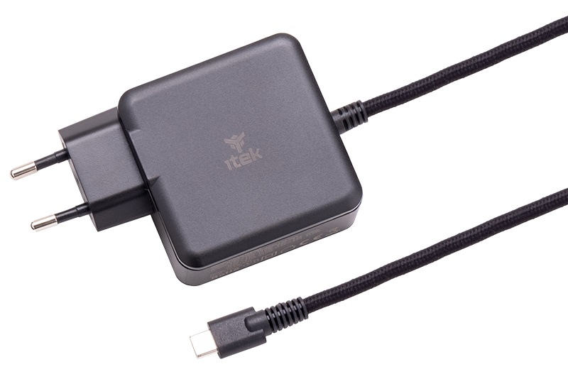 ITEK ITNBACWB065 Alimentatore a muro 65W per Notebook e Dispositivi USB-C con Tecnologia GaN e Ricarica Rapida - Nero