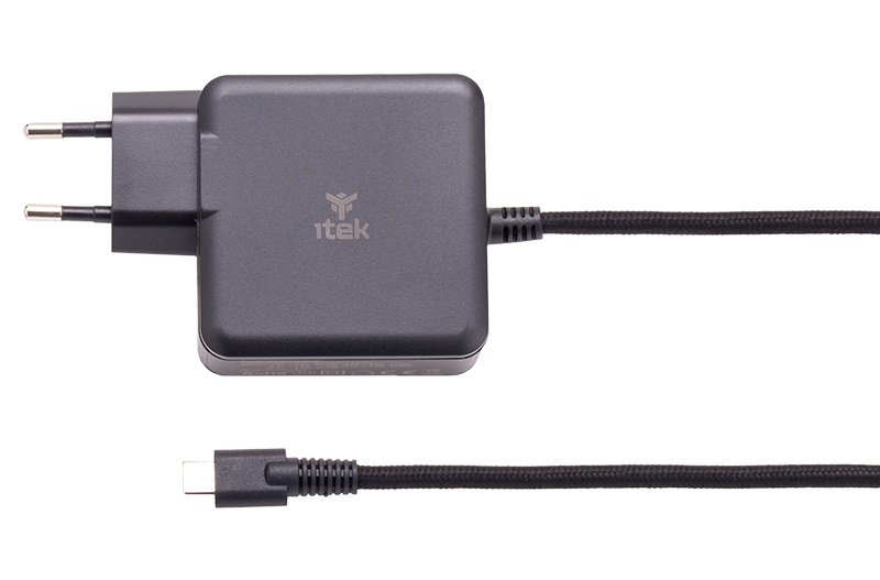 ITEK ITNBACWB065 Alimentatore a muro 65W per Notebook e Dispositivi USB-C con Tecnologia GaN e Ricarica Rapida - Nero