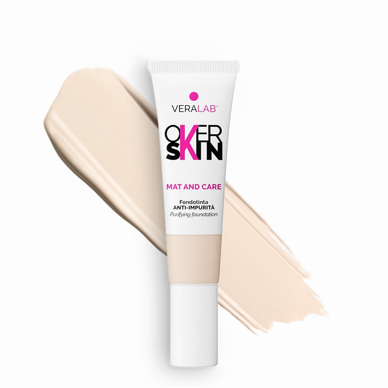 Overskin Fondotinta Mat and Care 0.5 Fair - 30 ml, Anti Imperfezioni, Effetto Levigante e Opacizzante