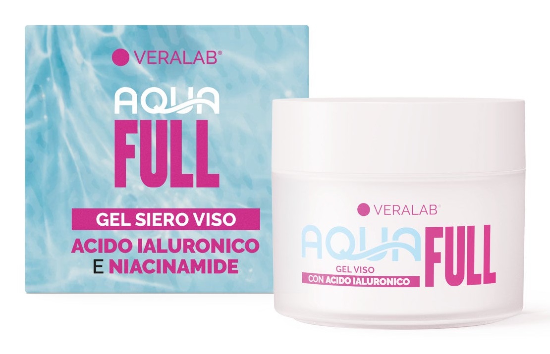 Veralab AquaFull Gel Siero Viso 50ml - Idratante e Rimpolpante con Acido Ialuronico e Niacinamide