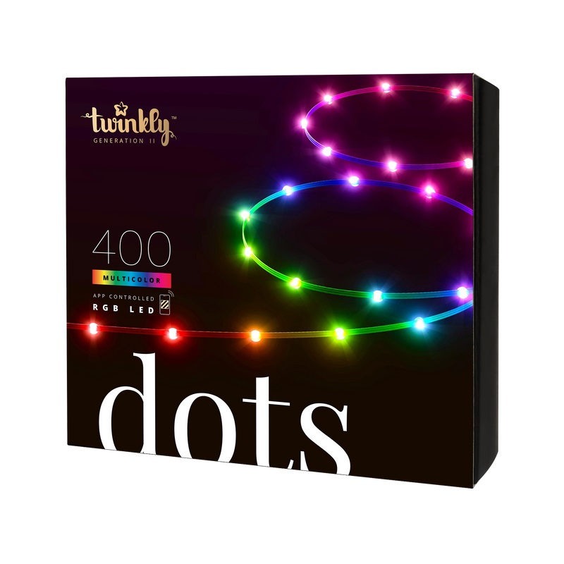 Twinkly Dots - Striscia LED Multicolore 20m Flessibile, Compatibile con Alexa e Google Home, IP44, 400 LED, Controllata da App