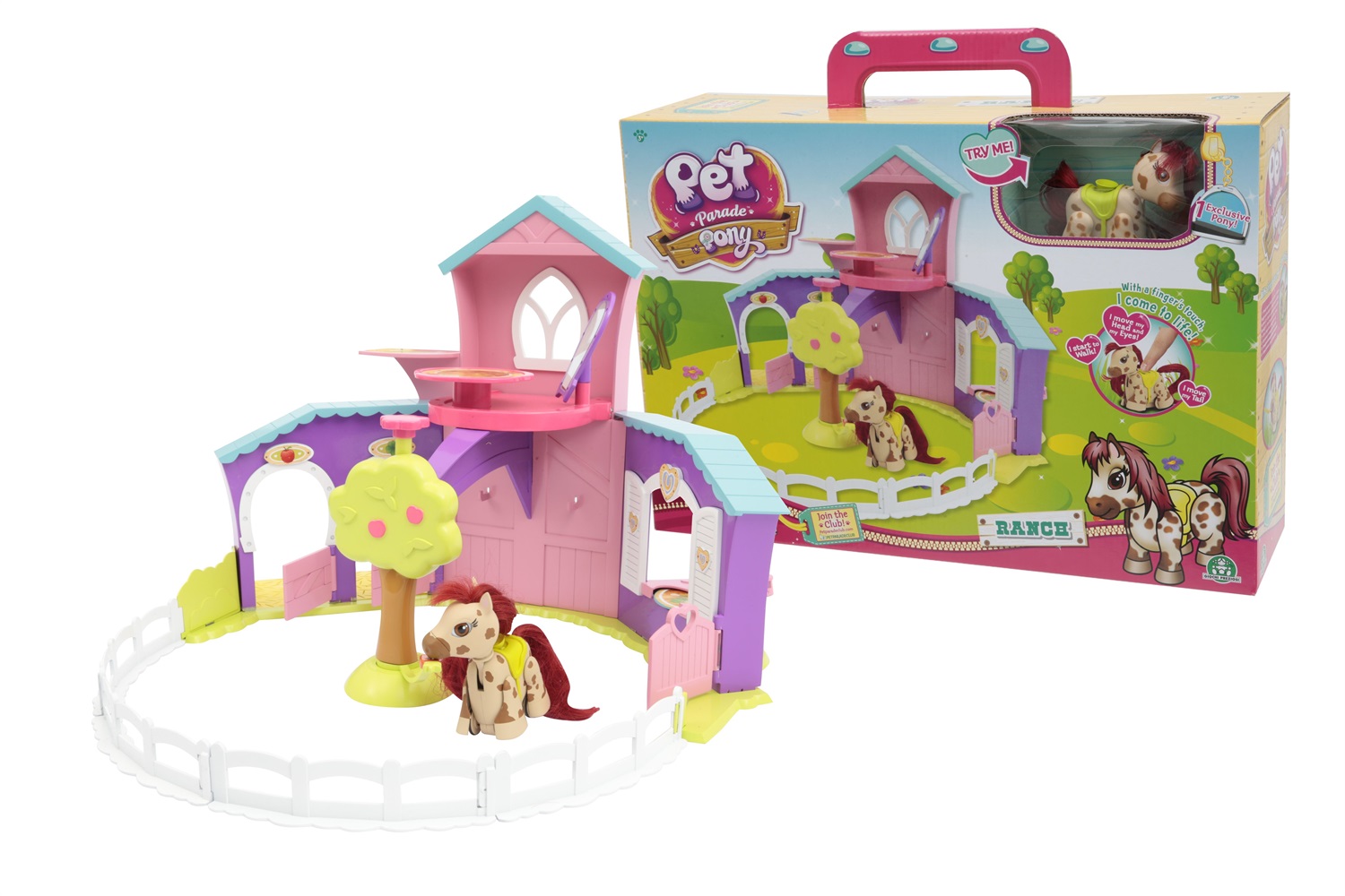 GIOCHI PREZIOSI S.P.A. Pony Parade - Ranch: Playset con aree di gioco per pony, accessori inclusi