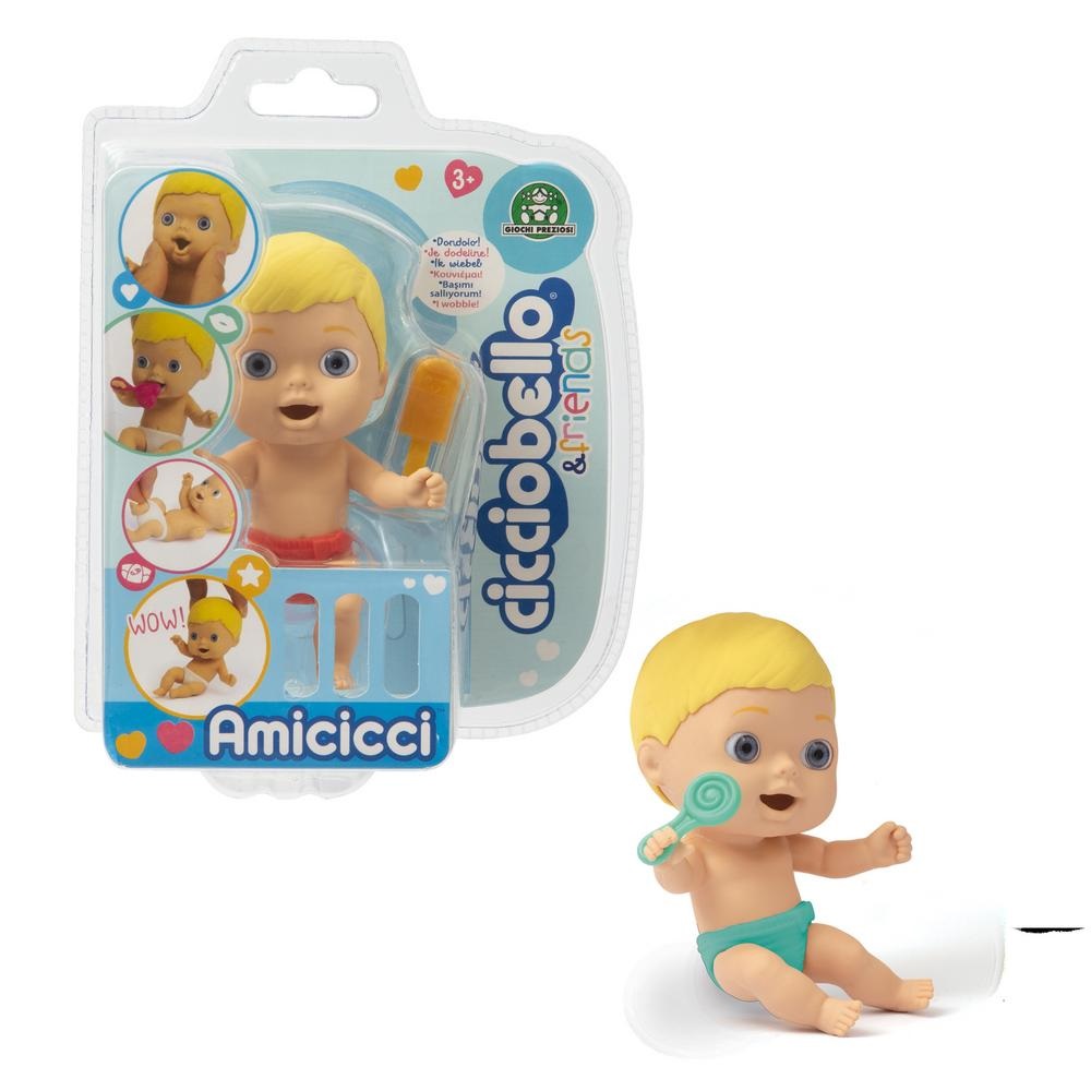 Cicciobello Amicicci - Personaggio Morbido con Pannolino Removibile e Accessori, 11 cm, per Bambini dai 3 Anni, Espressioni Divertenti