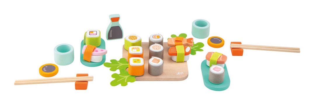 Sevi Set Sushi in Legno TUE49000 - 32 Pezzi per Giochi di Ruolo e Imitazione, Dimensioni 29x7x19cm