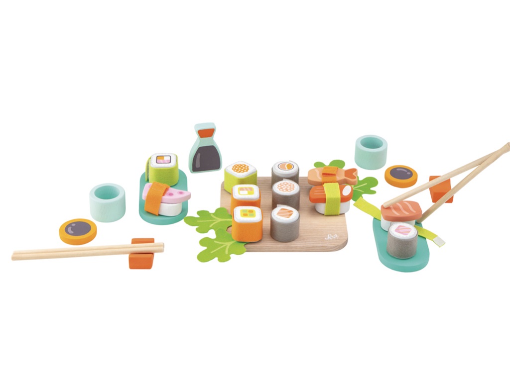 Sevi Set Sushi in Legno TUE49000 - 32 Pezzi per Giochi di Ruolo e Imitazione, Dimensioni 29x7x19cm