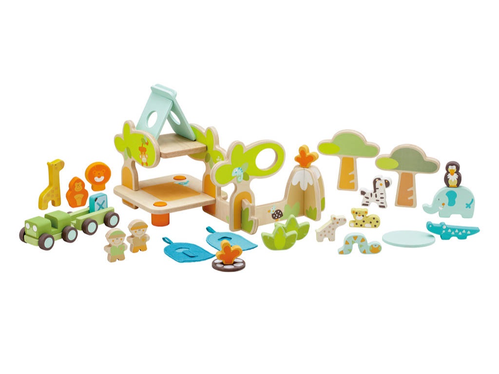Trudi Sevi Playset Safari in legno - 31 pezzi