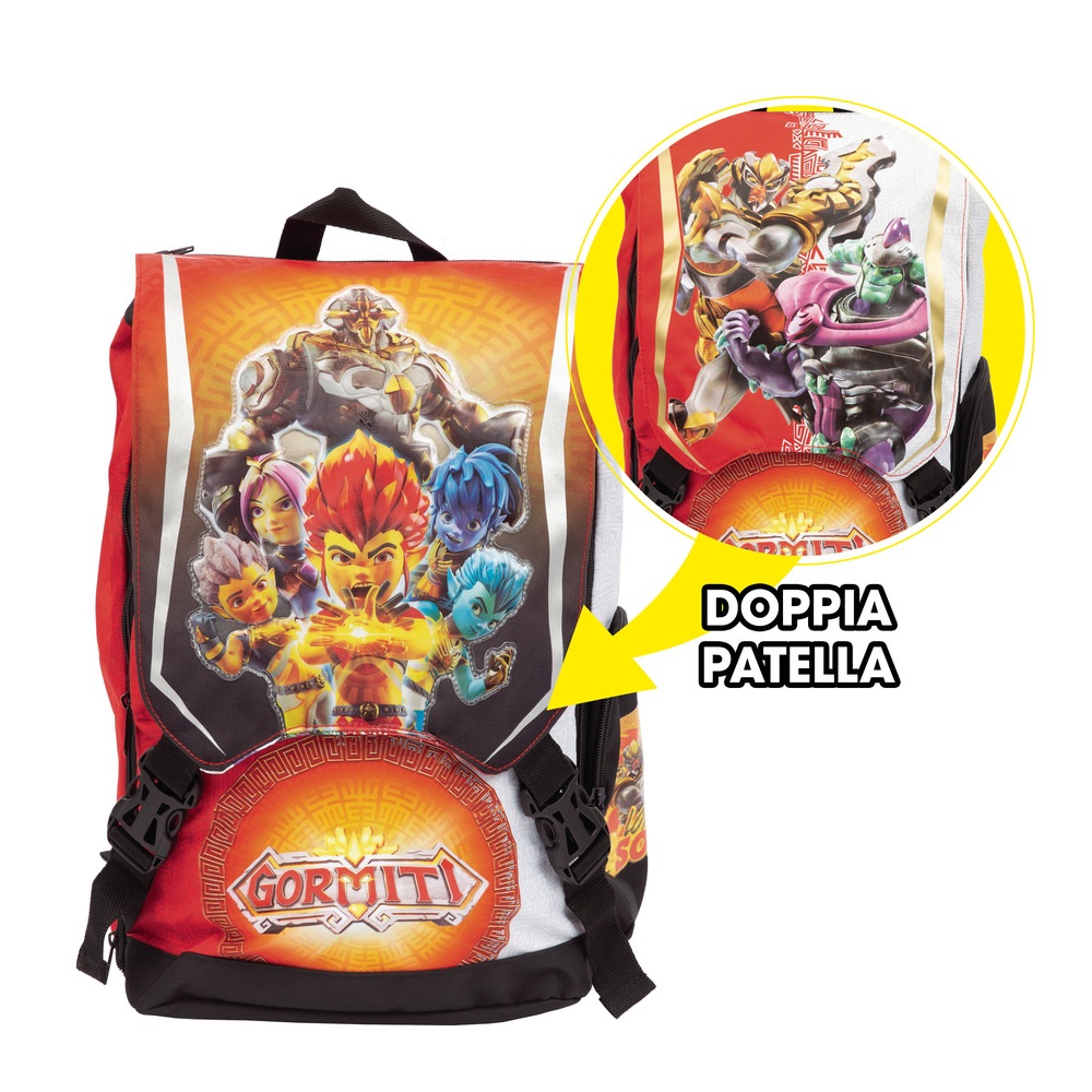 Gormiti Zaino Estensibile Multifunzionale per Scuola Elementare con Schienale Comfort e Spallacci Imbottiti